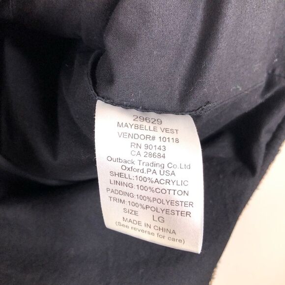 Outback Trading Company Southwest Aztec Insulated Maybelle Vest Western Large - Picture 6 of 6